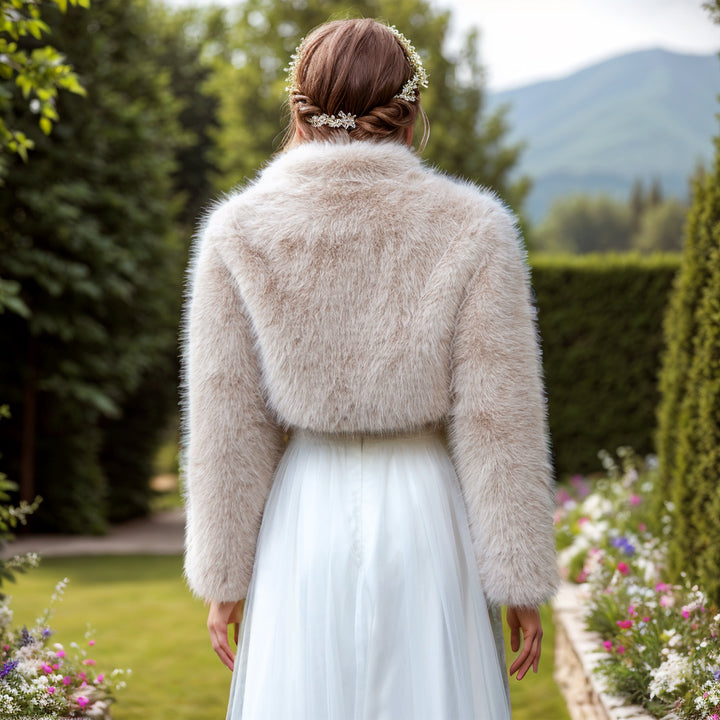 Light beige faux fur bolero