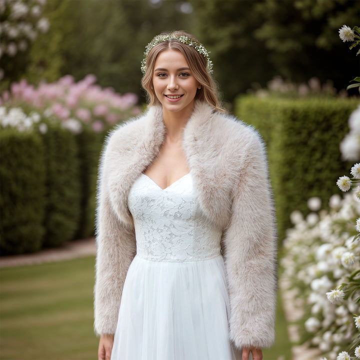 Light beige faux fur bolero