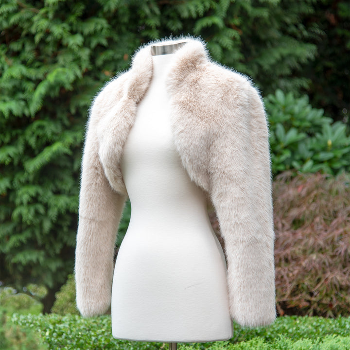 Light beige faux fur bolero