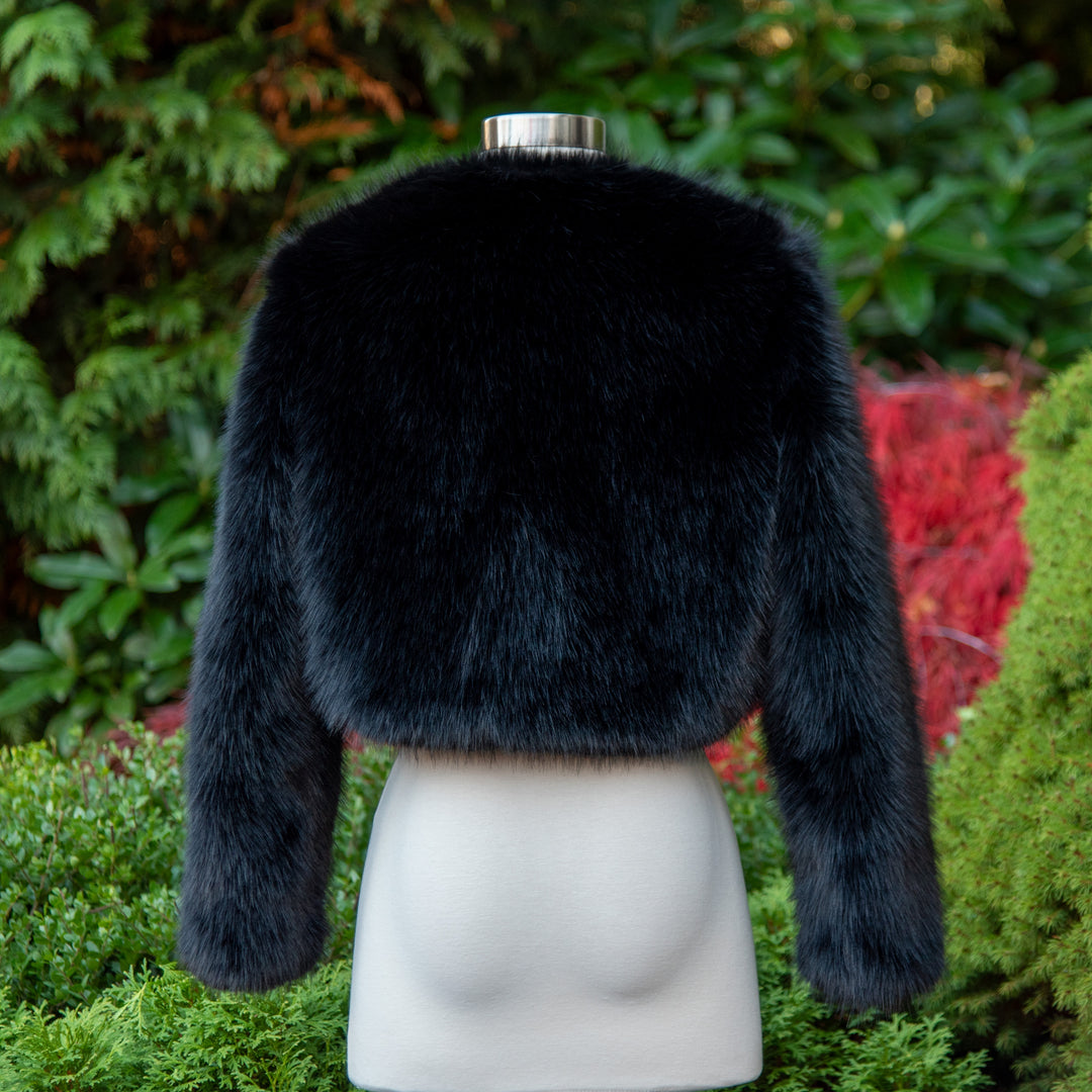 Black faux fur jacket