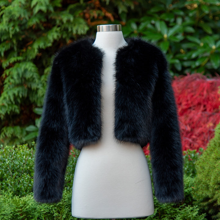 Black faux fur jacket