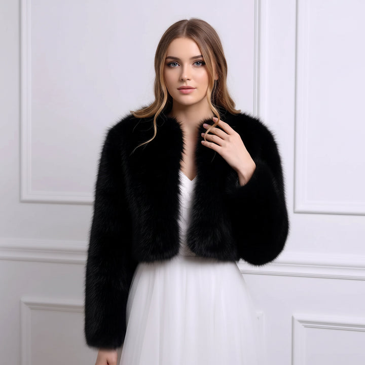 Black faux fur jacket