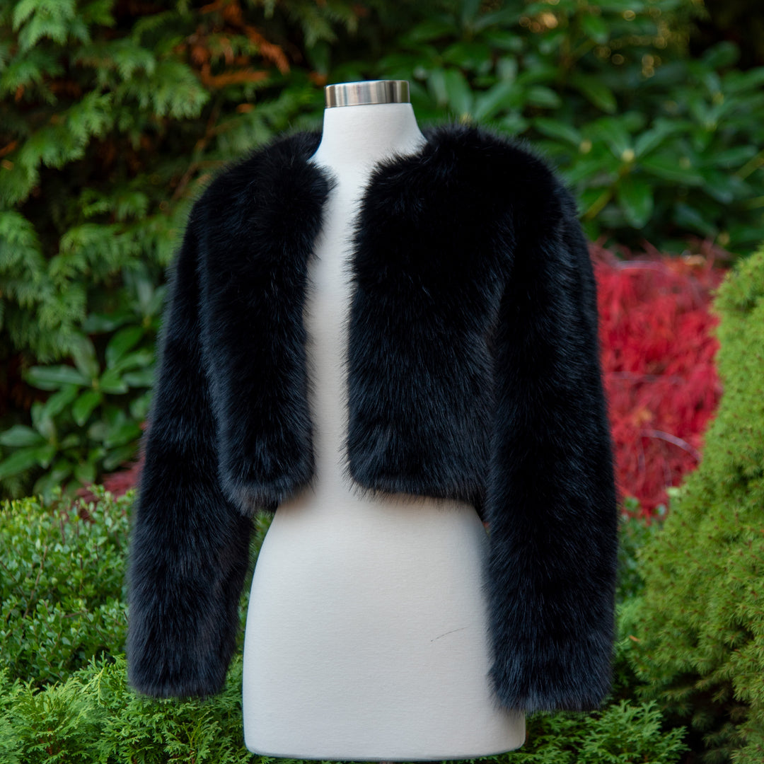 Black faux fur jacket