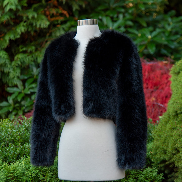 Black faux fur jacket