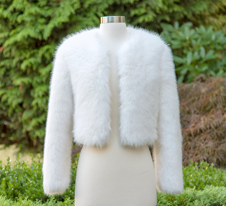 Light ivory faux fur jacket