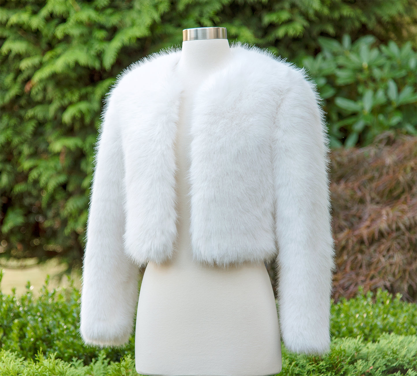 Light ivory faux fur jacket