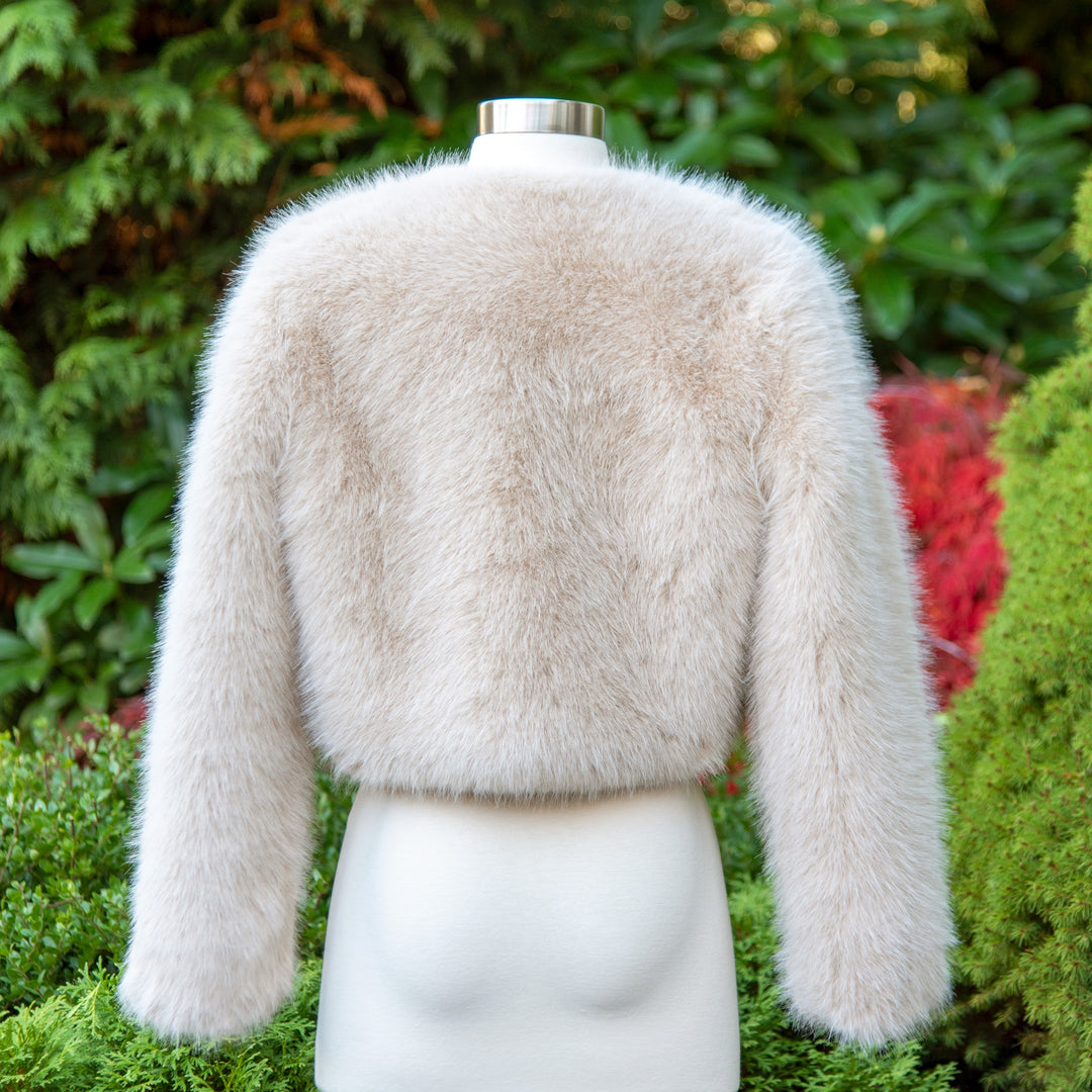 Light beige faux fur jacket