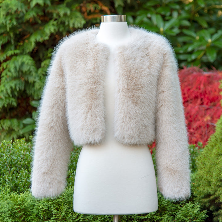 Light beige faux fur jacket