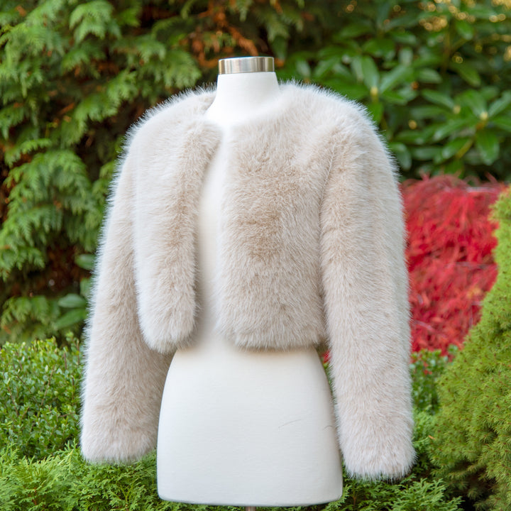 Light beige faux fur jacket