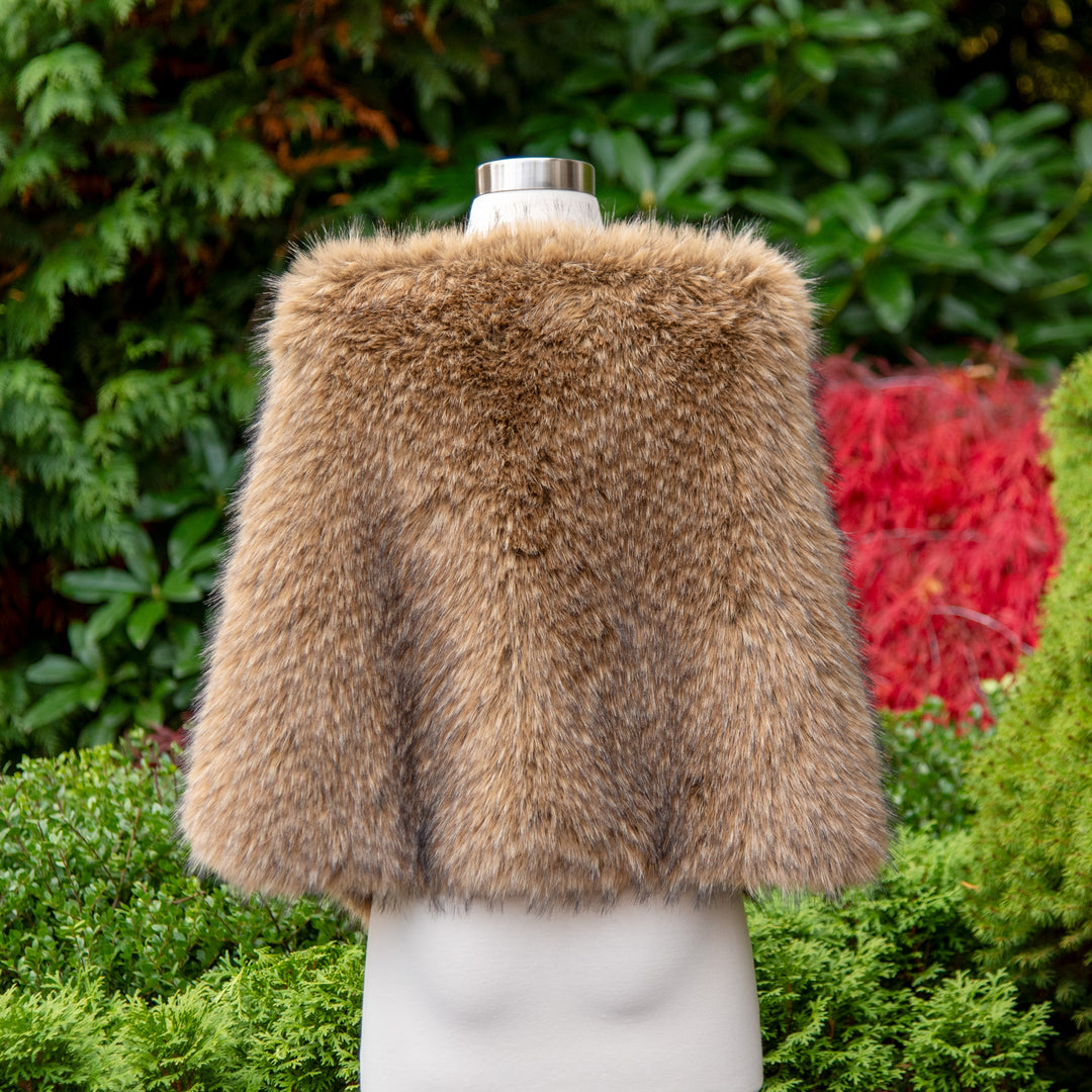 20" wide brown faux racoon fur wrap