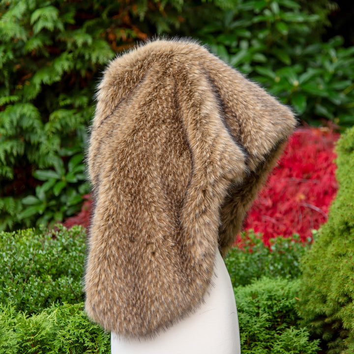 20" wide brown faux racoon fur wrap