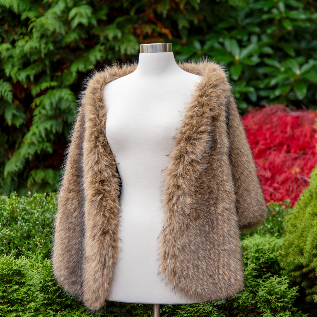 20" wide brown faux racoon fur wrap