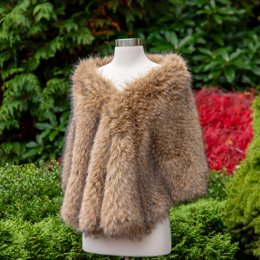 20" wide brown faux racoon fur wrap