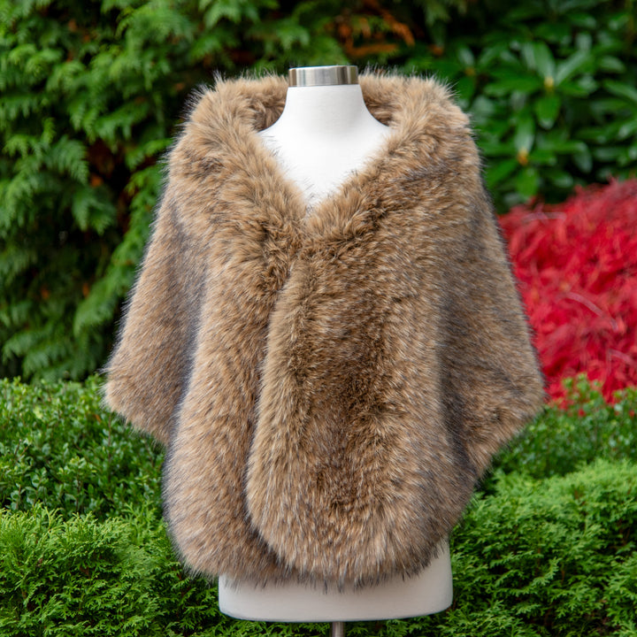 20" wide brown faux racoon fur wrap
