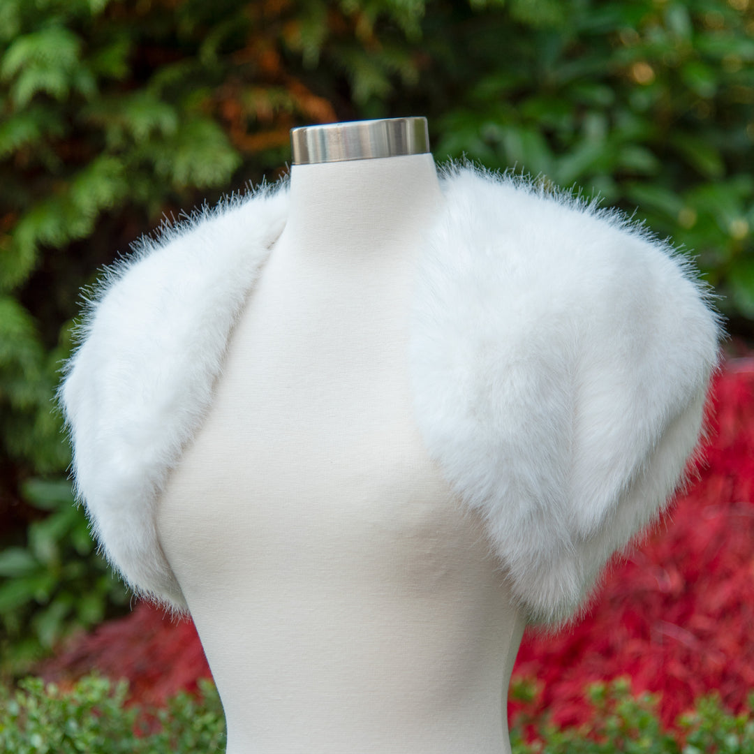Light ivory faux fur shrug