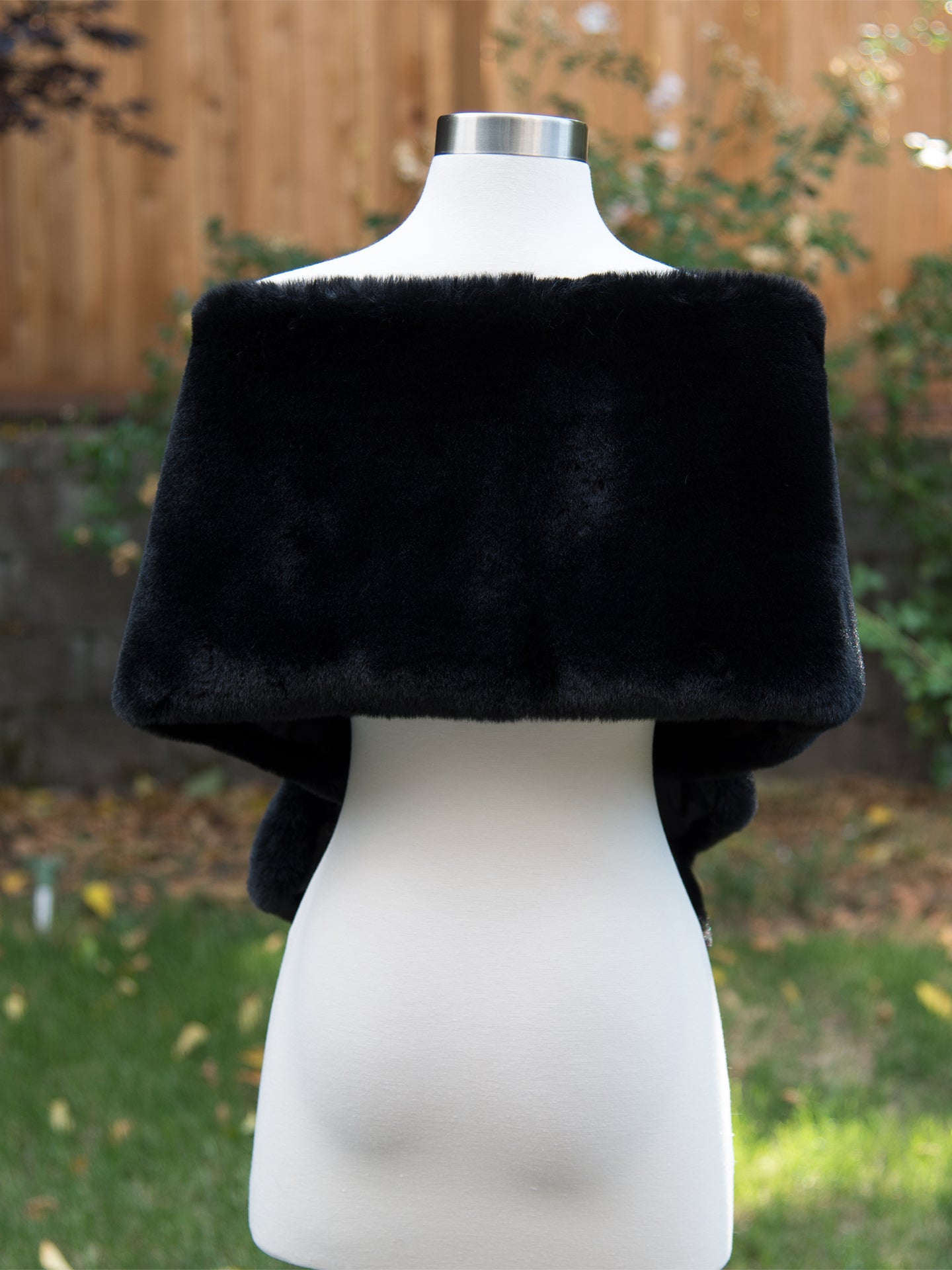 Black faux fur wrap bridal stole wedding shawl