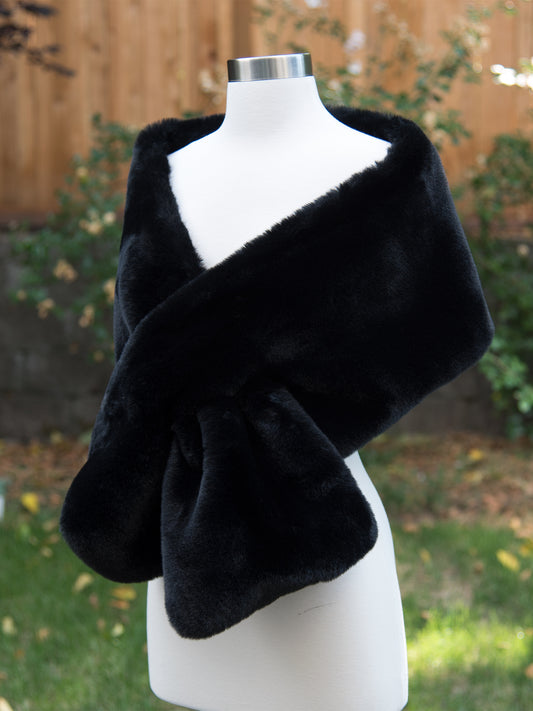 Black faux fur wrap bridal stole wedding shawl