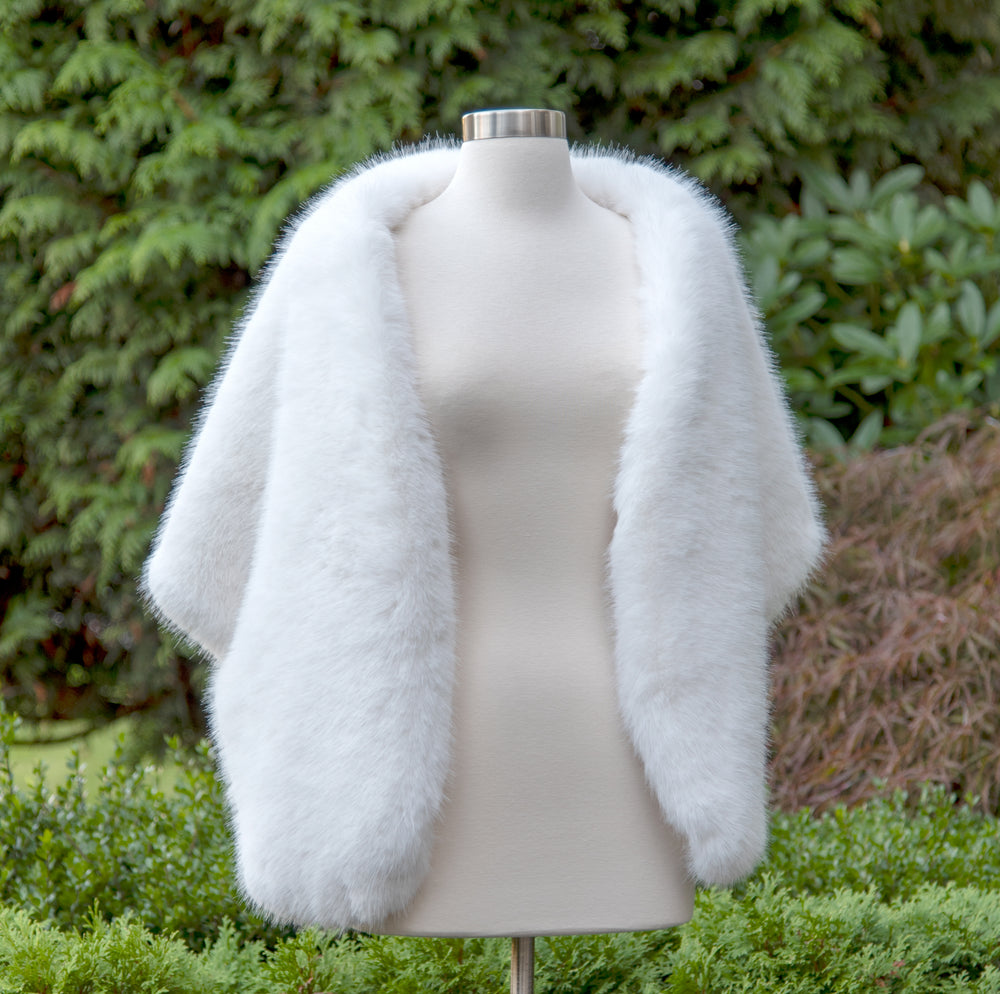 20" wide pure light ivory faux fur wrap