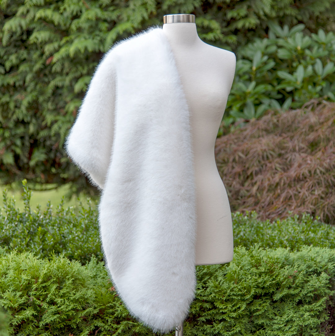 20" wide pure light ivory faux fur wrap