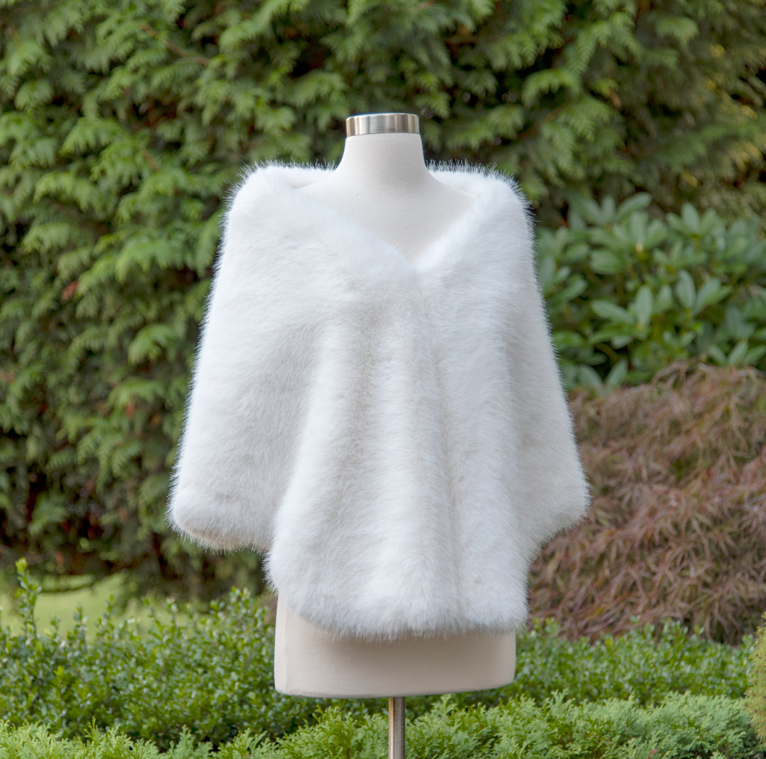 20" wide pure light ivory faux fur wrap