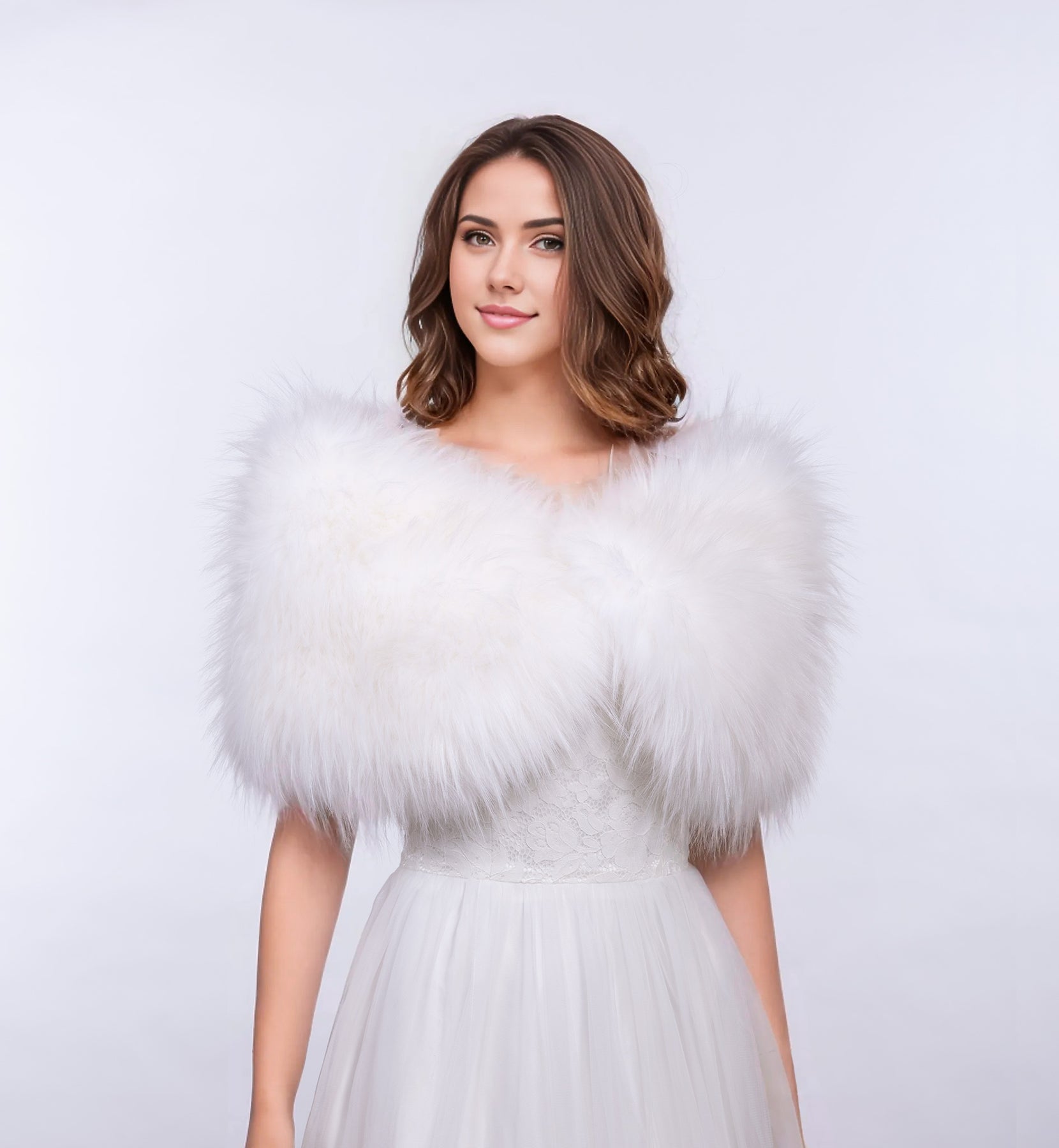 White faux fur wrap bridal shawl wedding stole Tulip Bridal White faux fur wrap bridal shawl wedding stole Tulip Bridal