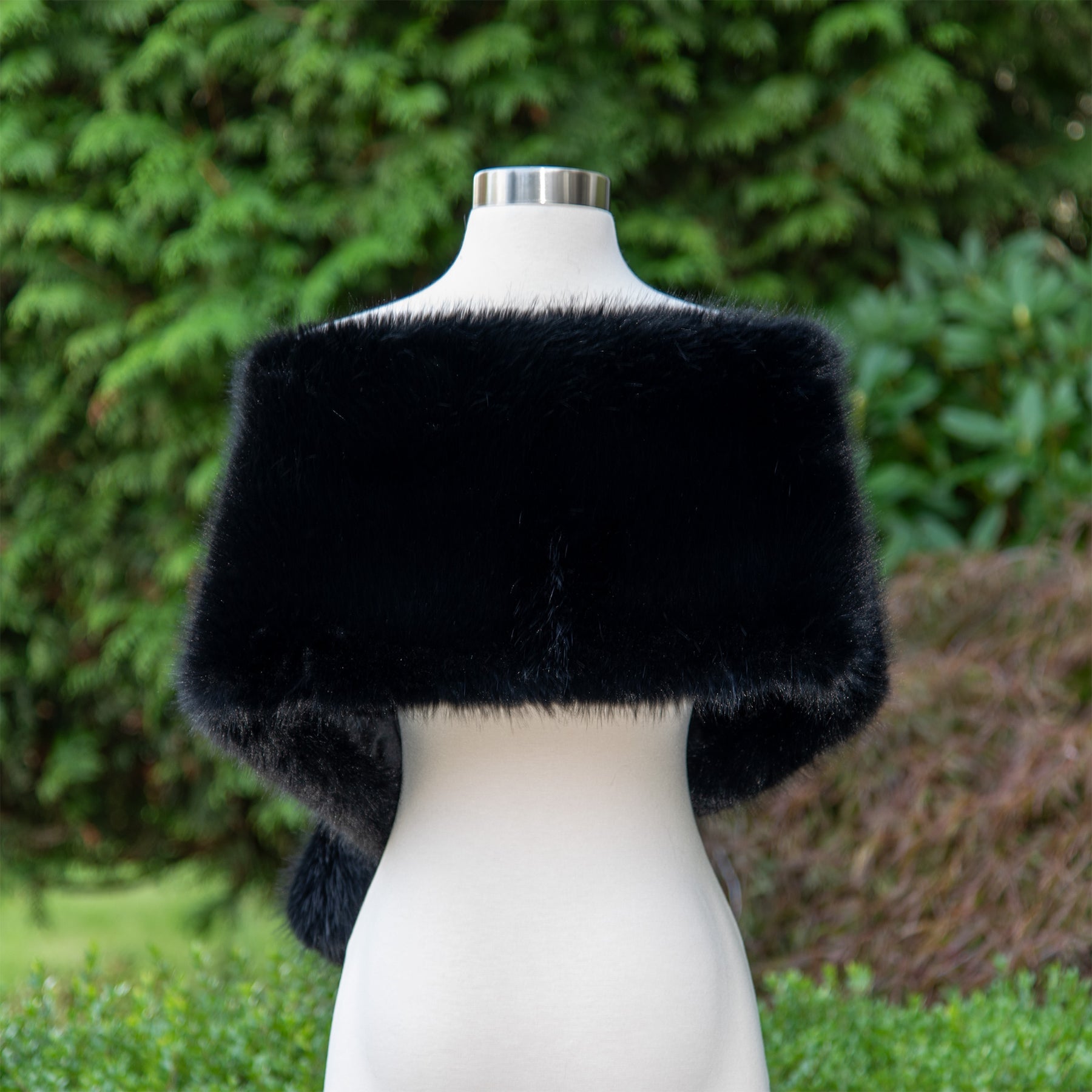 Black faux fur wrap bridal shawl wedding cape – Tulip Bridal