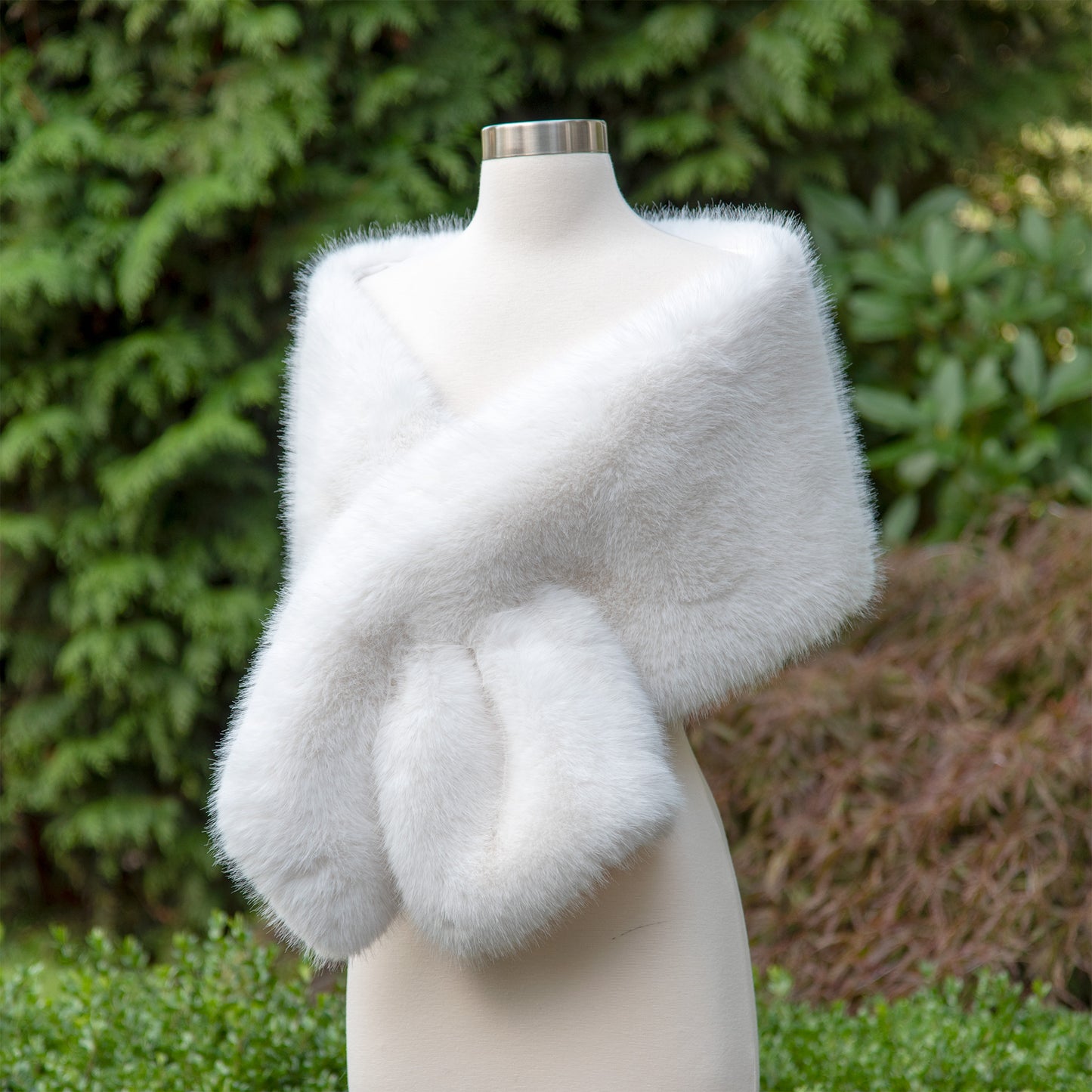 Light ivory faux fur wrap bridal shawl wedding cape