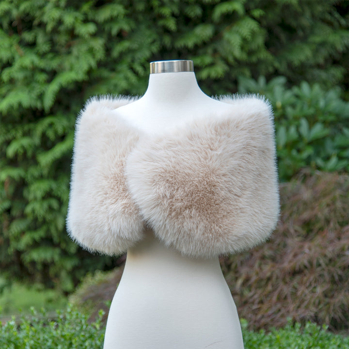 Light beige faux fur shawl bridal wrap wedding cape