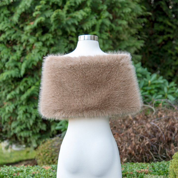 Honey brown faux fur shawl bridal wrap wedding cape