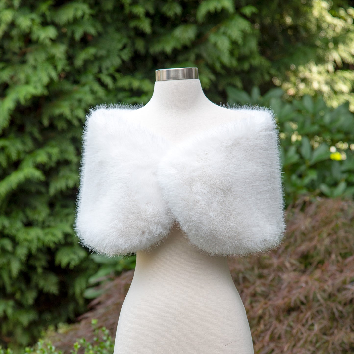 Light ivory faux fur shawl bridal wrap wedding cape