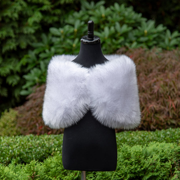 Flower girl light gray faux fur wrap