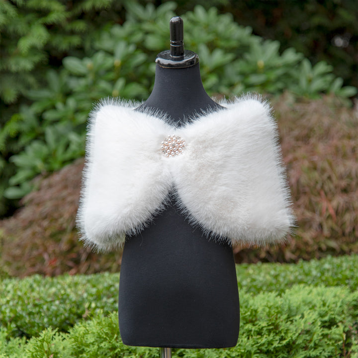 Flower girl light ivory faux fur wrap