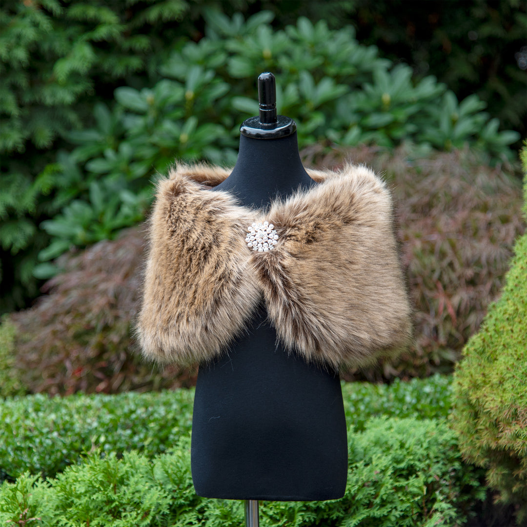 Flower girl brown faux fur wrap