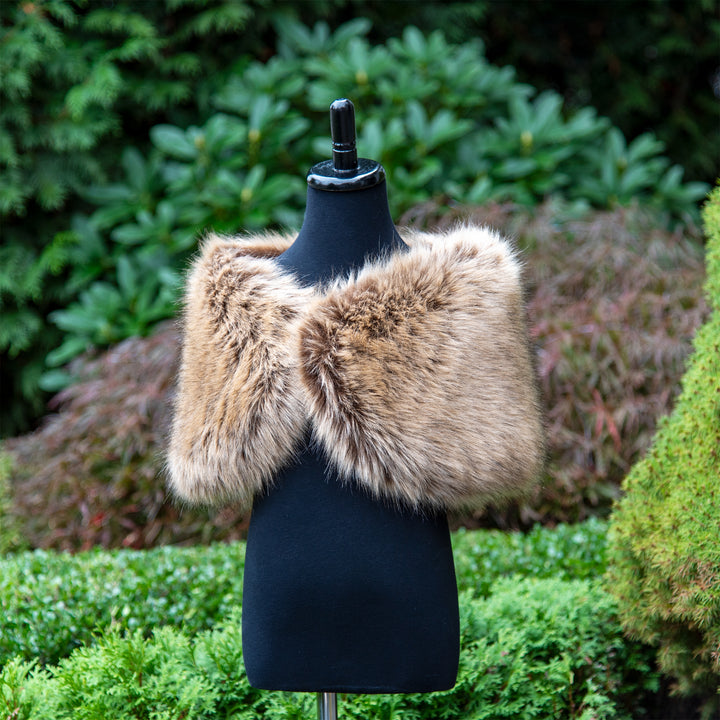 Flower girl brown faux fur wrap