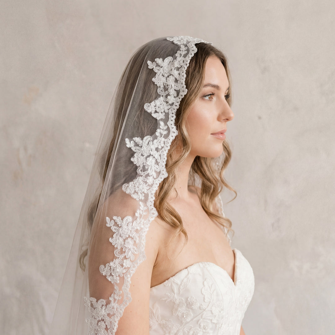 Mantilla veil lace wedding veil V121