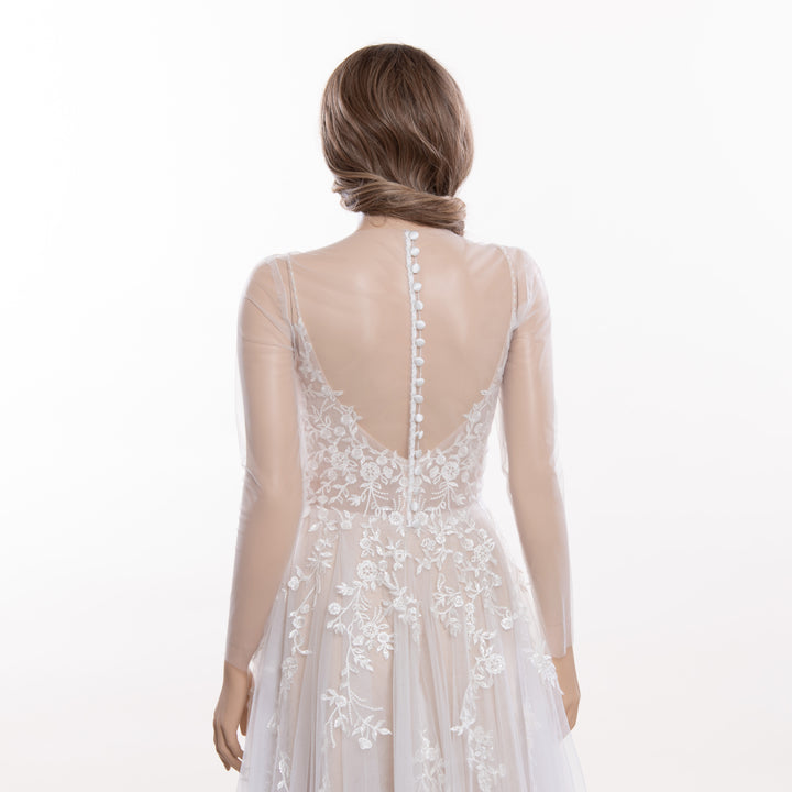 Plain tulle bolero in light ivory color