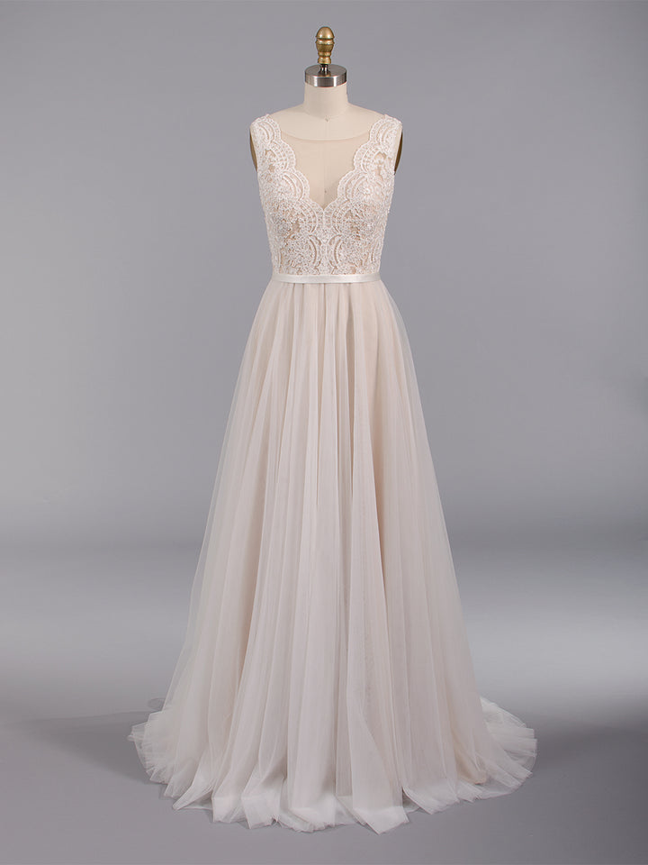 3/4 length sleeve lace wedding dress