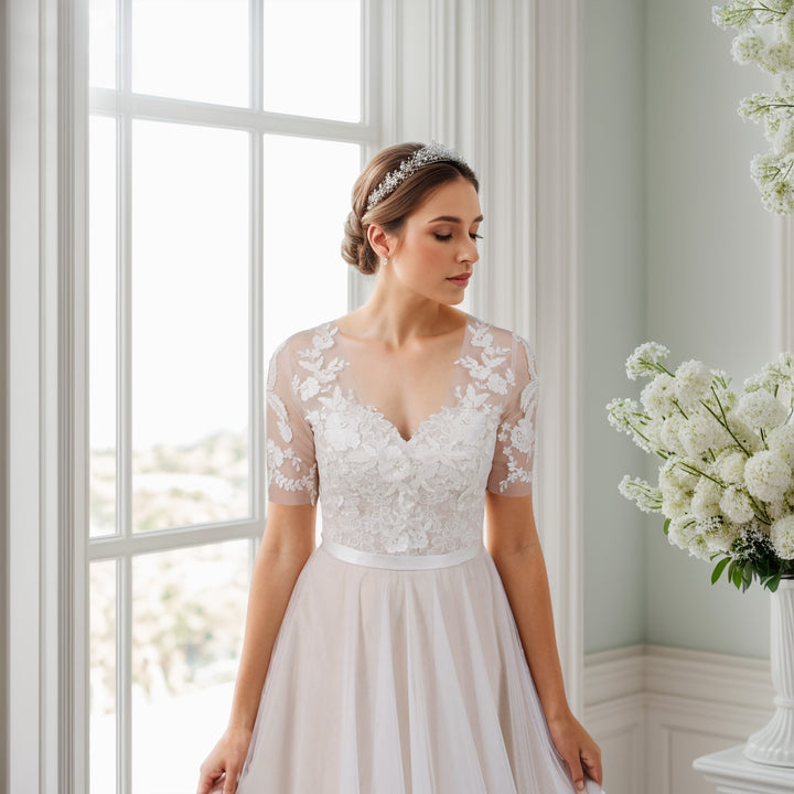 Front open lace bolero wedding dress topper