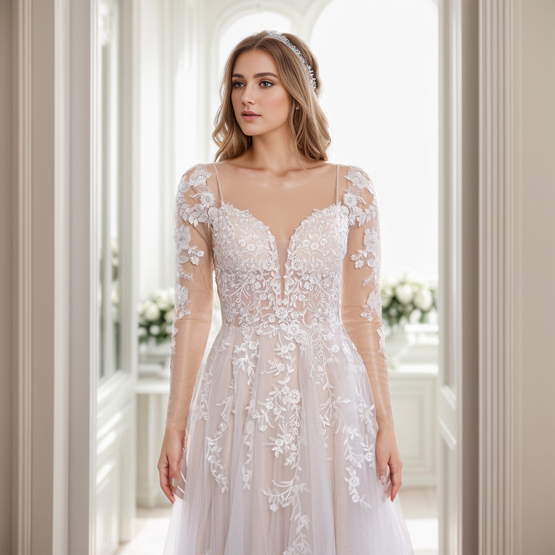 Wedding dress topper beaded lace bolero – Tulip Bridal