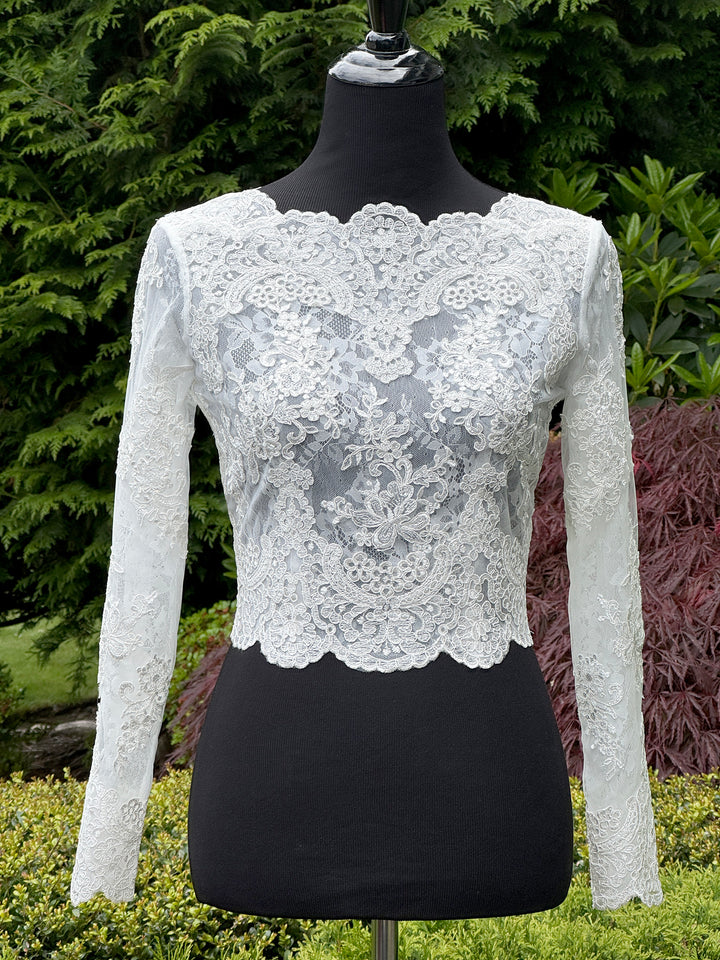 Double layer long sleeve wedding dress topper