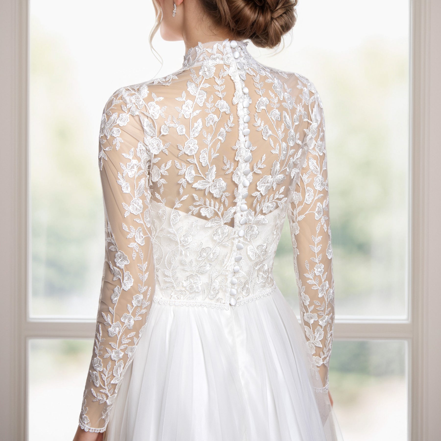 High neck long sleeve wedding dress topper – Tulip Bridal