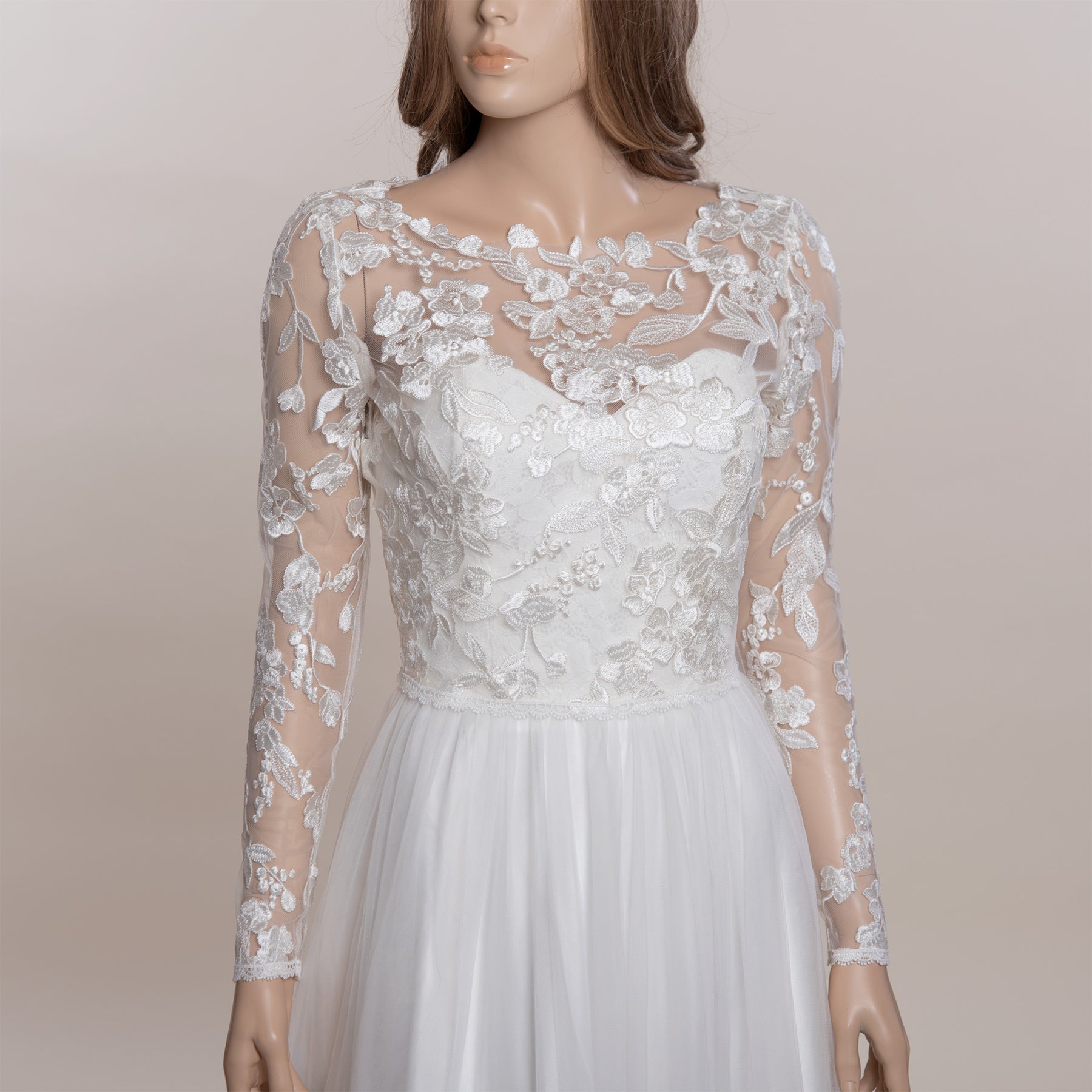 long sleeve wedding dress topper Boat neck long sleeve wedding dress topper – Tulip Bridal