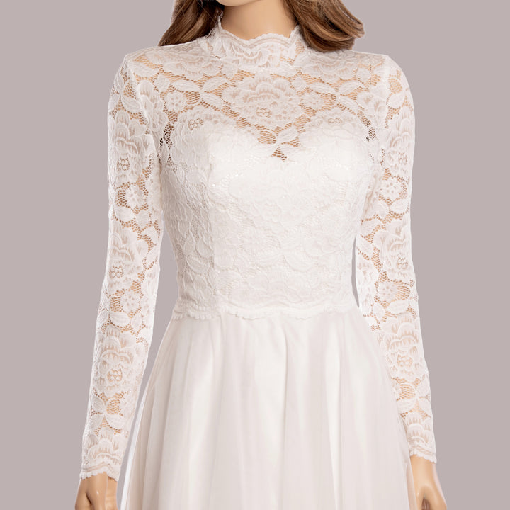 High neck stretchy lace wedding dress topper