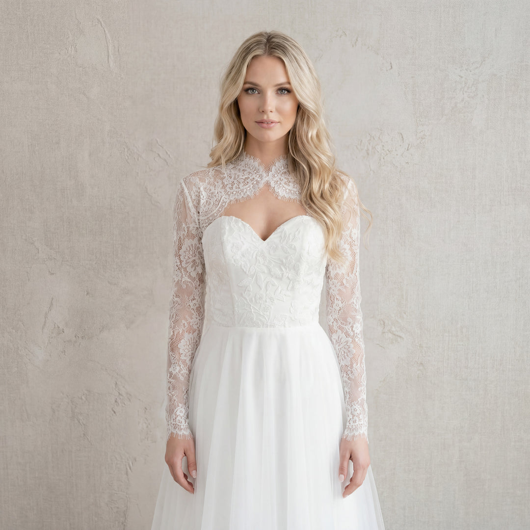 Mandarin collar lace wedding dress topper, Small Mandarin collar lace wedding dress topper, Small
