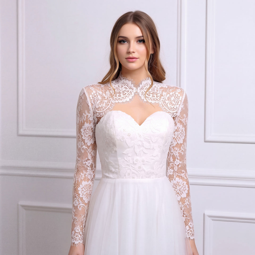 Mandarin collar lace wedding dress topper, Small Mandarin collar lace wedding dress topper, Small