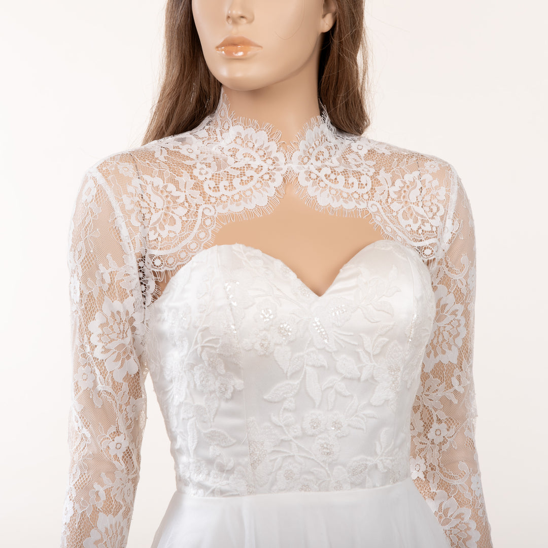 Mandarin collar lace wedding dress topper
