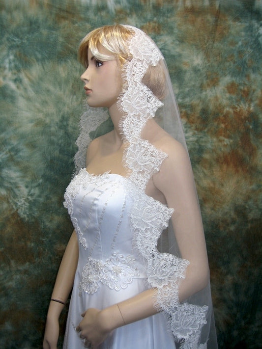 wedding Mantilla veil light ivory bridal veils V024