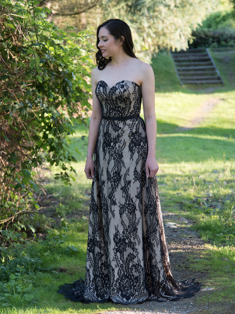 black lace overlay wedding dress Black Lace Overlay Wedding Dress