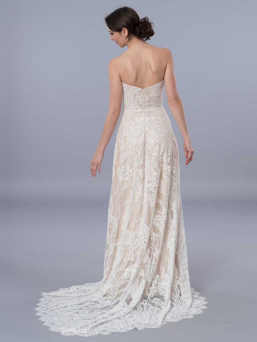 Boho style strapless lace wedding dress, 8weeks / 14