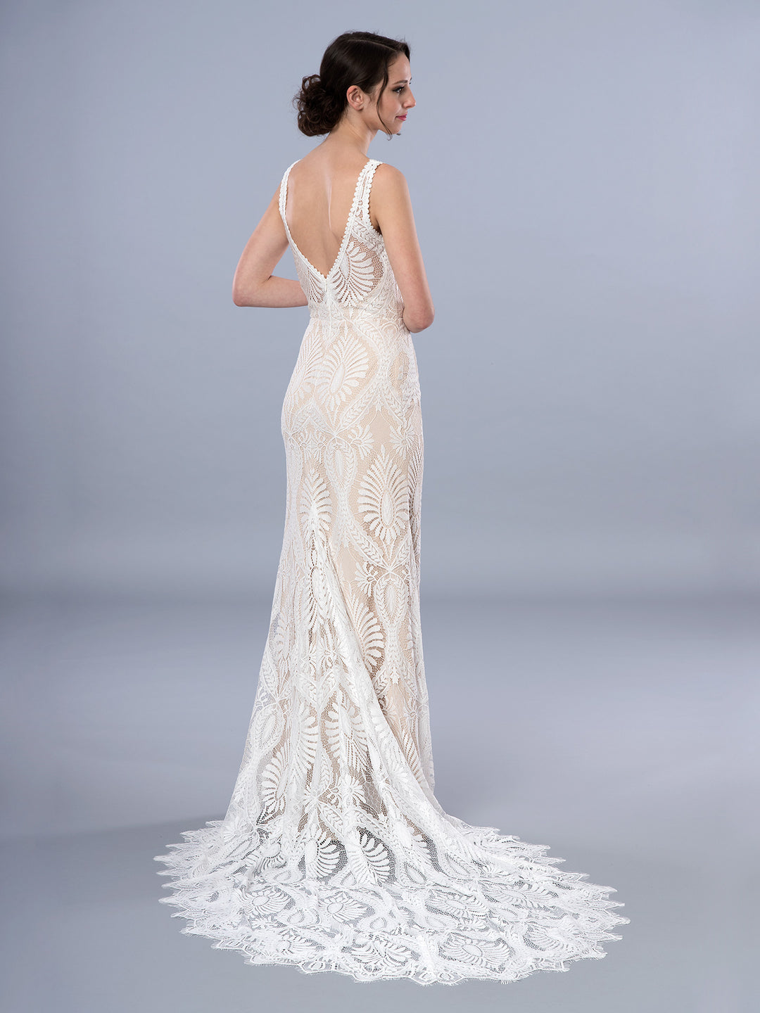 sleeveless boho wedding dress Chic Boho Wedding Dress Lace Sexy V Neck Backless TANYA BRIDAL